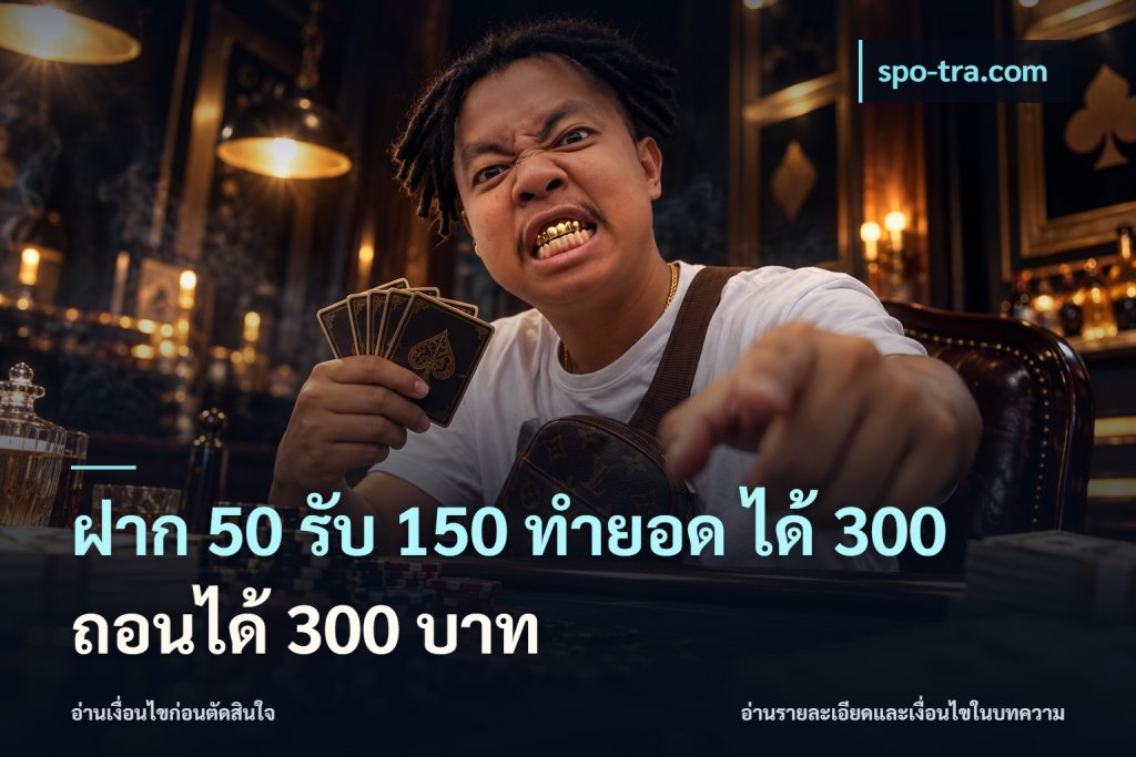 ฝาก 50 รับ 150 ทํายอด ได้ 300 ถอนได้ 300 บาท