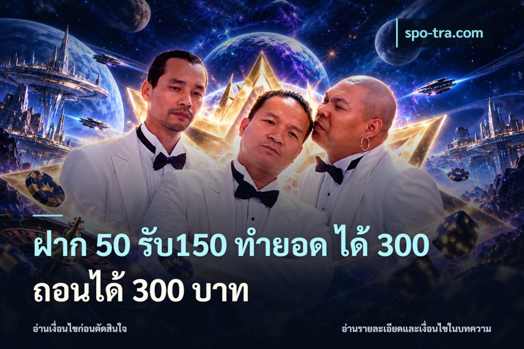 ฝาก 50 รับ150 ทำยอด ได้ 300 ถอนได้ 300 บาท