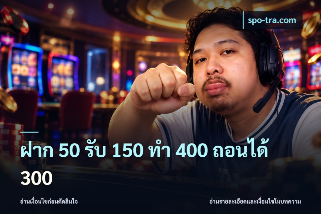 ฝาก 50 รับ 150 ทํา 400 ถอนได้ 300