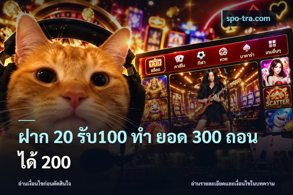 ฝาก 20 รับ100 ทํา ยอด 300 ถอนได้ 200