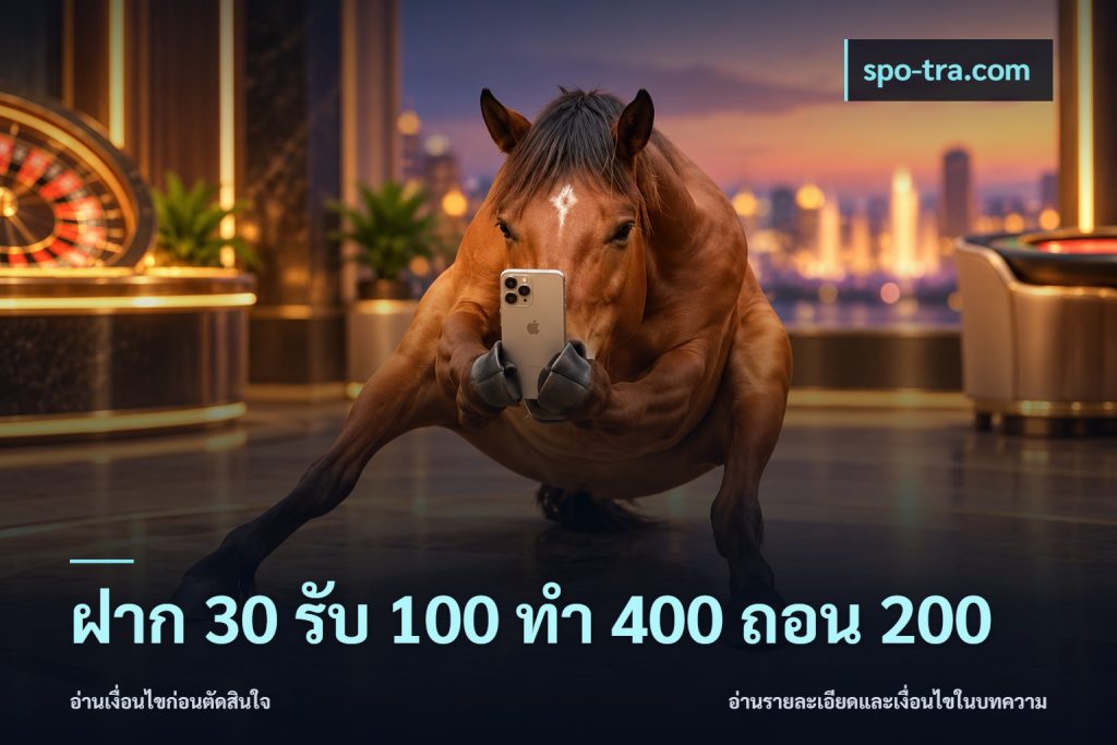 ฝาก 30 รับ 100 ทํา 400 ถอน 200