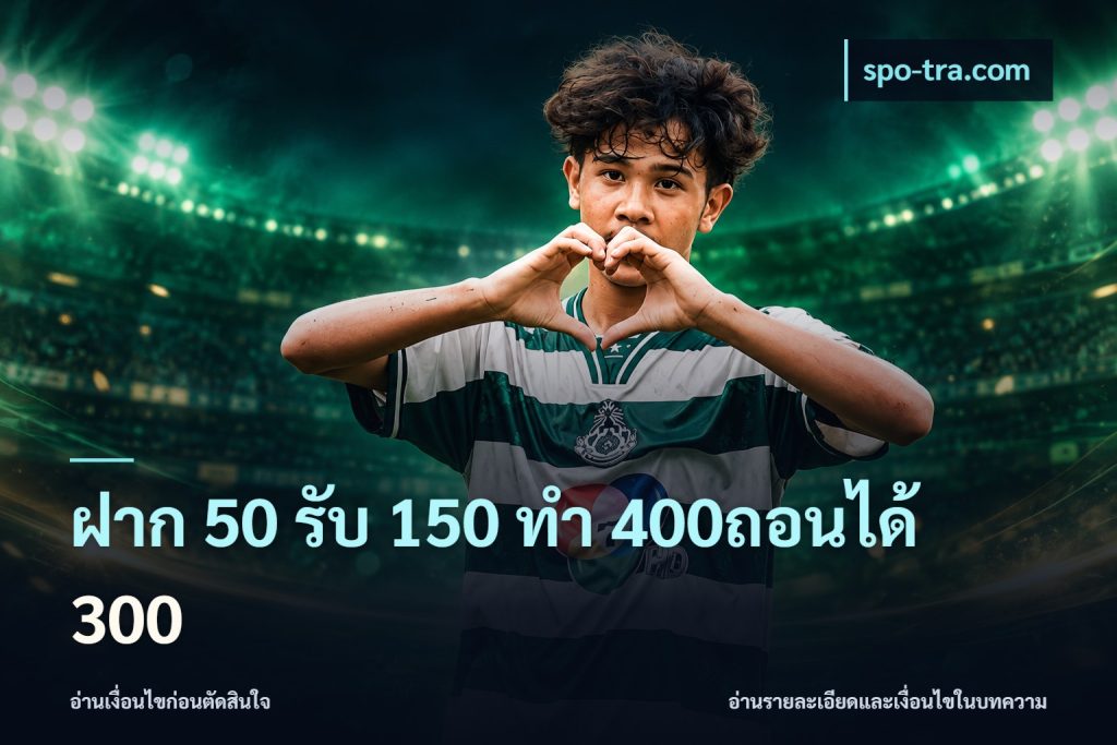 ฝาก 50 รับ 150 ทํา 400ถอนได้ 300