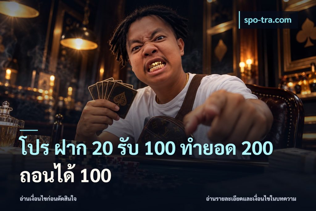 โปร ฝาก 20 รับ 100 ทำยอด 200 ถอนได้ 100