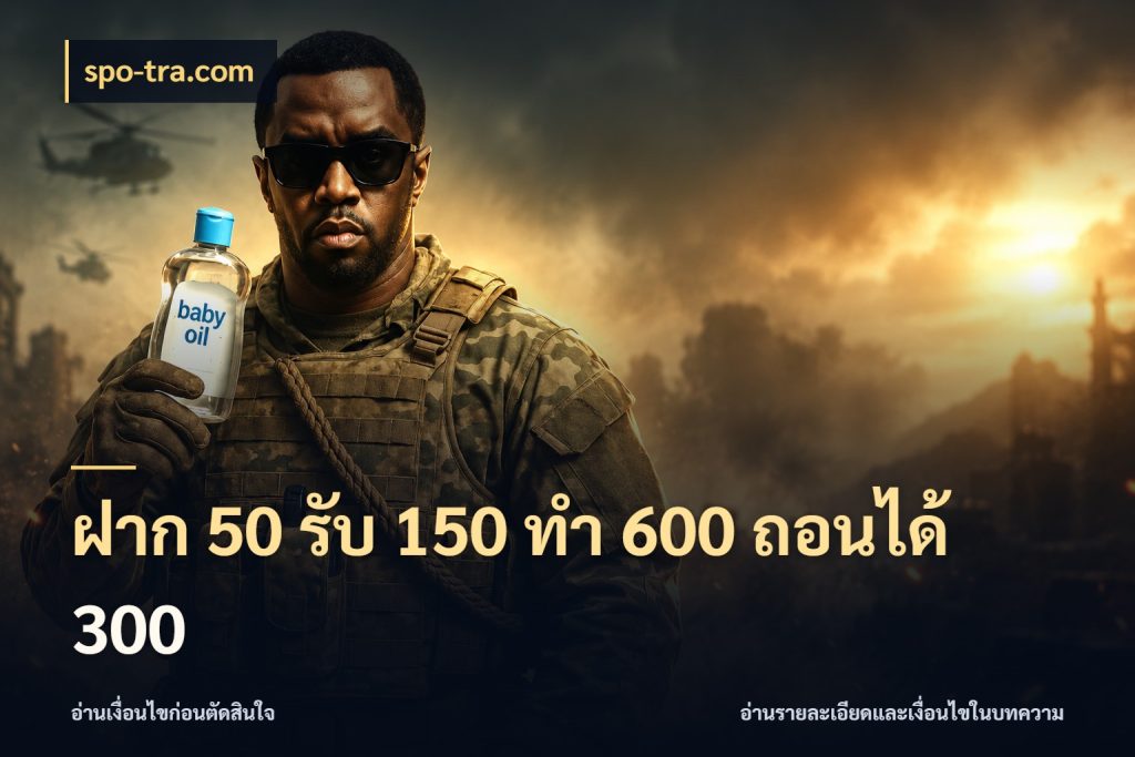 ฝาก 50 รับ 150 ทํา 600 ถอนได้ 300 สีสันของโปรฝากและยอดรับ กับ spo-tra.com