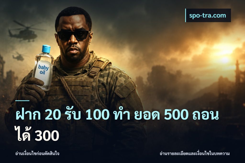 ฝาก 20 รับ 100 ทํา ยอด 500 ถอนได้ 300