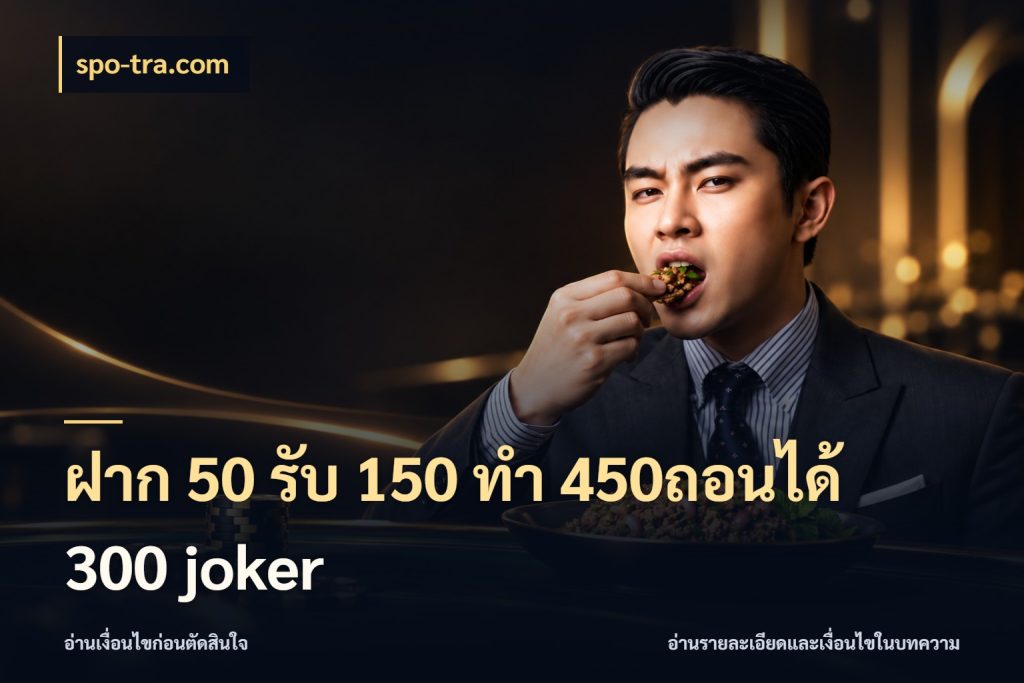 ฝาก 50 รับ 150 ทํา 450ถอนได้ 300 joker โปรกับเกมที่ชอบเลือกให้ตรงสไตล์ กับ spo-tra.com