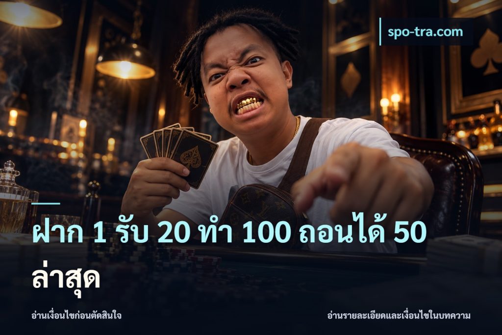 ฝาก 1 รับ 20 ทำ 100 ถอนได้ 50 ล่าสุด